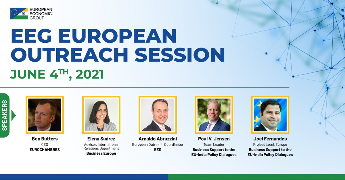 euindiabusinesssupport (@euindbizsupport) on Twitter photo European Economic Group #EEG - European outreach session on 4th June 2021 from 12:00 to 13:30 hrs CET.
🇪🇺#businesssupport organisations will discuss the #business conduciveness in #India for #European businesses and related #policy topics.
Register at: eegsecretariat@ebtc.eu European Economic Group #EEG - European outreach session on 4th June 2021 from 12:00 to 13:30 hrs CET.
🇪🇺#businesssupport organisations will discuss the #business conduciveness in #India for #European businesses and related #policy topics.
Register at: eegsecretariat@ebtc.eu