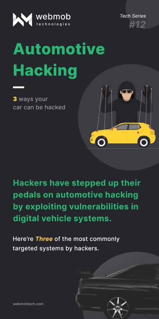 webmobtech's tweet image. #AutomotiveHacking: 3 ways your car can be hacked 😱

Security matters. Checkout some really useful information. 

#automotivehack #carhacking #cybersecurity #itservices #mobileappdevelopment #webappdevelopment #lifeatwebmobtech #webmobtechians #webmobtech