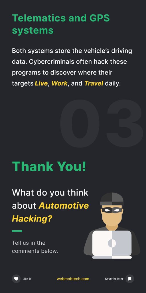 webmobtech's tweet image. #AutomotiveHacking: 3 ways your car can be hacked 😱

Security matters. Checkout some really useful information. 

#automotivehack #carhacking #cybersecurity #itservices #mobileappdevelopment #webappdevelopment #lifeatwebmobtech #webmobtechians #webmobtech