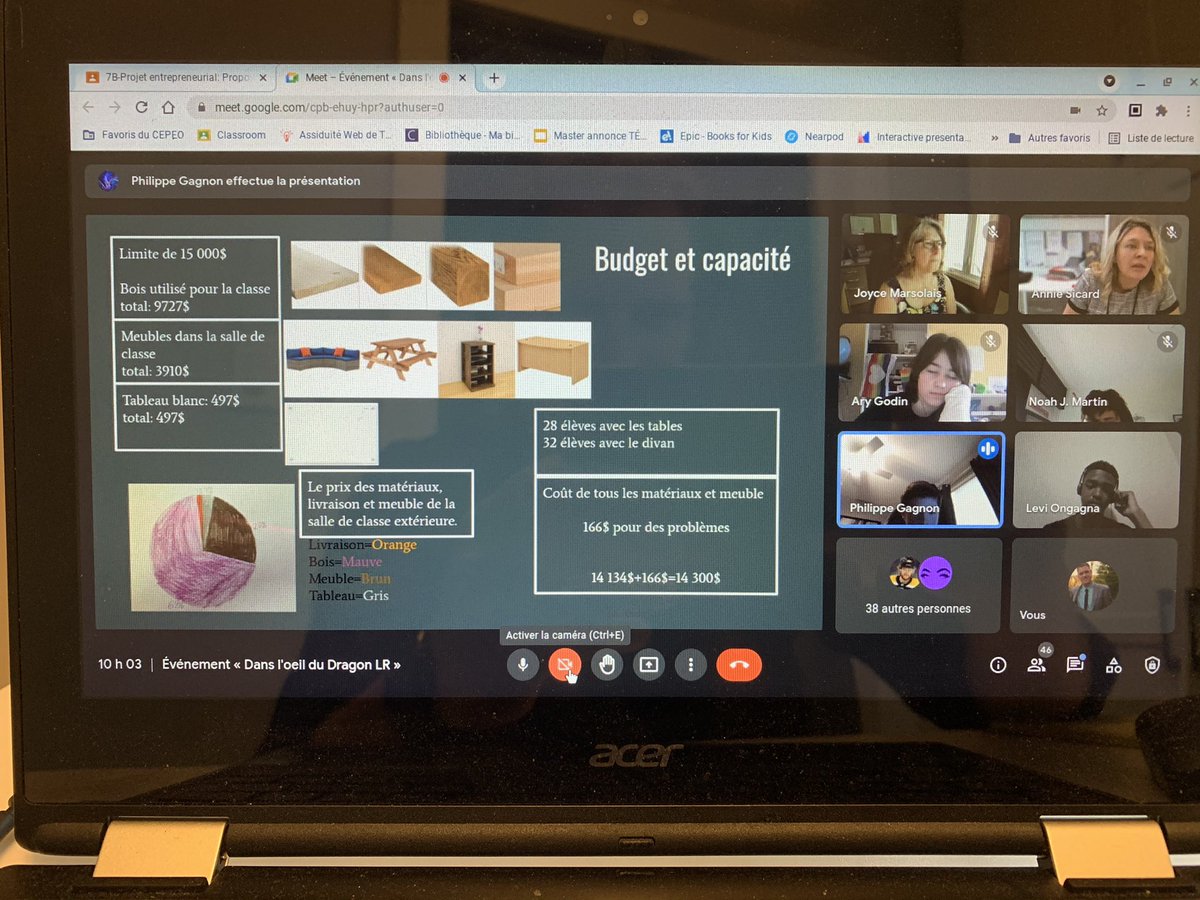 LeoDignardEAO's tweet photo. Ce matin des é de @ESP_LOUISRIEL ont eu l’occasion de présenter leur proposition de salle de classe extérieure à des membres de la direction. Vraiment fier de la résilience qu’ils ont démontré pour collaborer en mode virtuel! @Asicard1 #entrepreneuriat #collabCEPEO #voixdesélèves https://t.co/1qCdC0pZfz