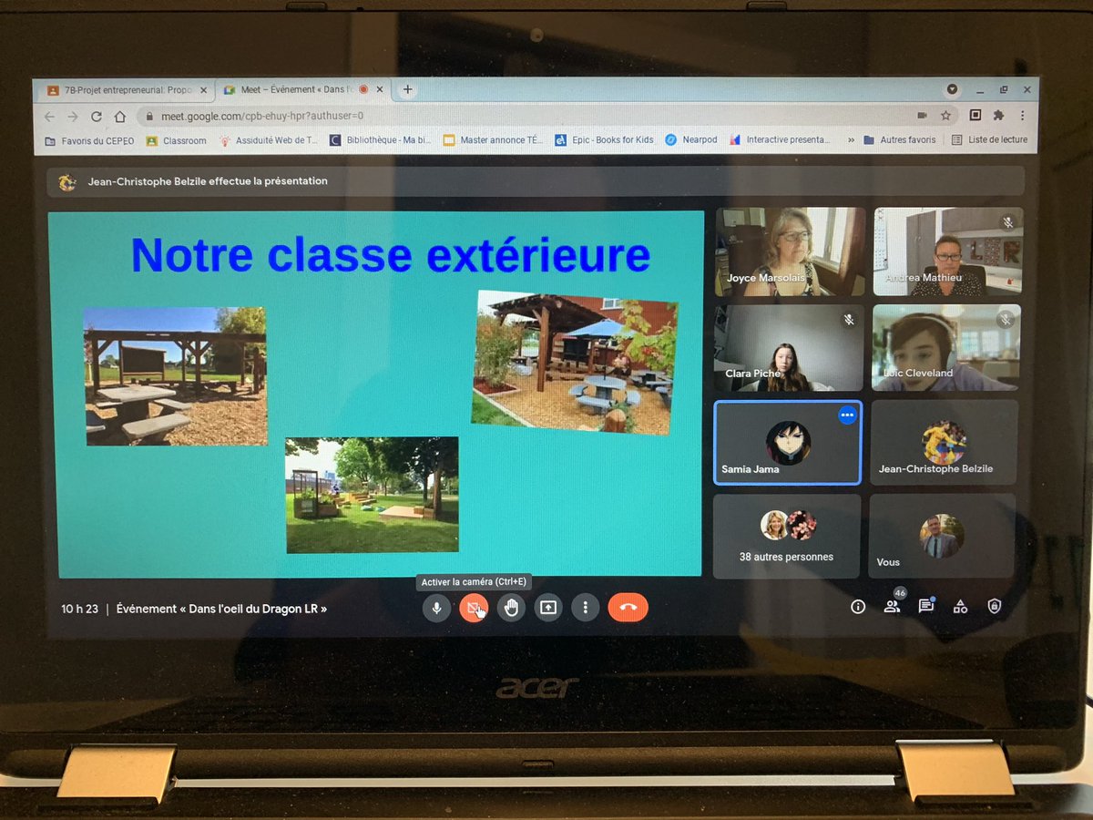 LeoDignardEAO's tweet photo. Ce matin des é de @ESP_LOUISRIEL ont eu l’occasion de présenter leur proposition de salle de classe extérieure à des membres de la direction. Vraiment fier de la résilience qu’ils ont démontré pour collaborer en mode virtuel! @Asicard1 #entrepreneuriat #collabCEPEO #voixdesélèves https://t.co/1qCdC0pZfz