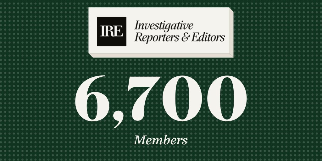 🎉 We have a record 6,700 IRE members 🎉 Join our community of investigative journalists today #IREstrong ire.org/join-ire/