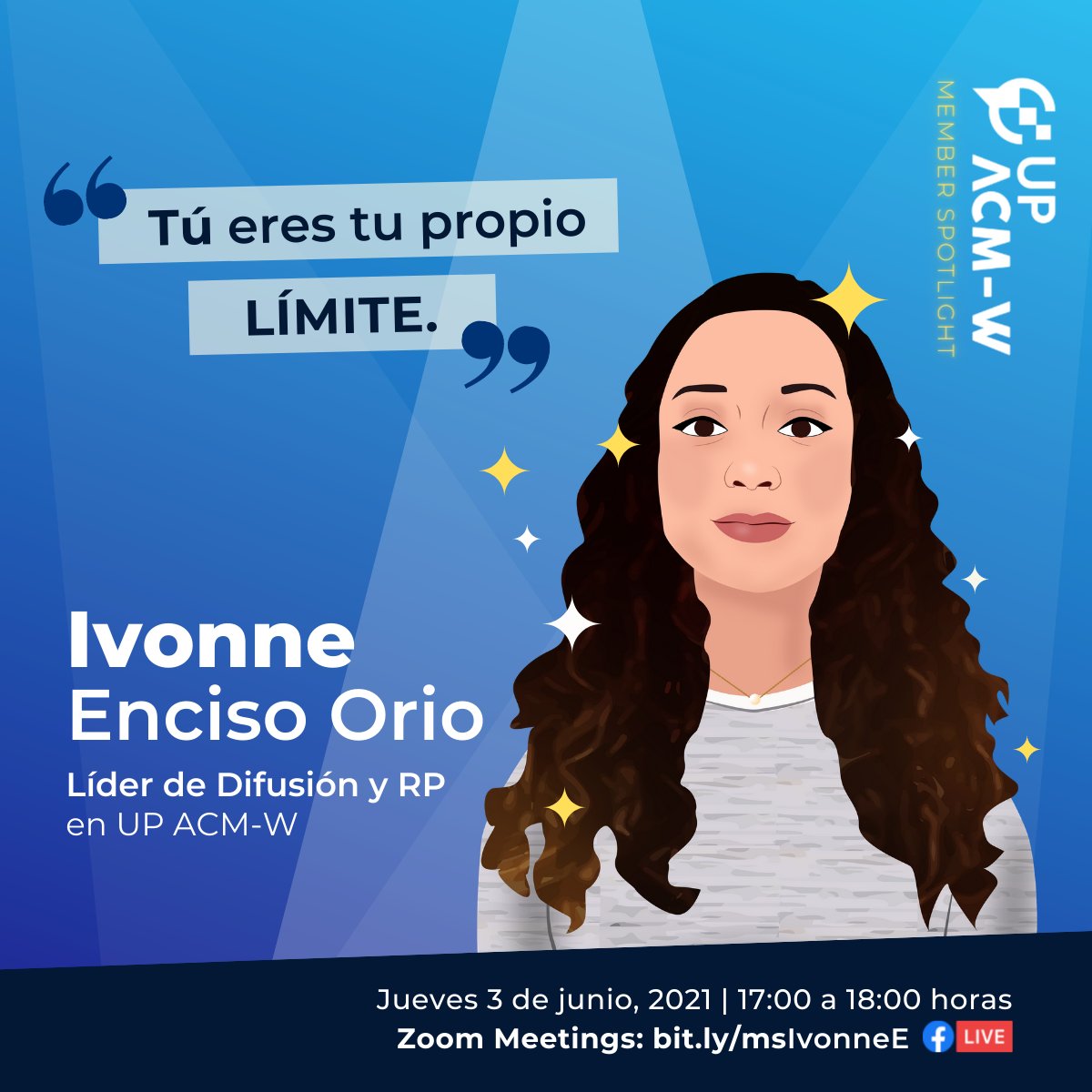 upacmw's tweet photo. Hoy no se te olvide asistir a la plática que dará Ivonne Enciso Orio, líder de Difusión y RP en UP ACM-W.

La cita es a las 17:00 horas por Zoom o en Facebook Live.

#memberspotlight #UPACMW #ACMW #STEM https://t.co/x3aq5E1HdJ