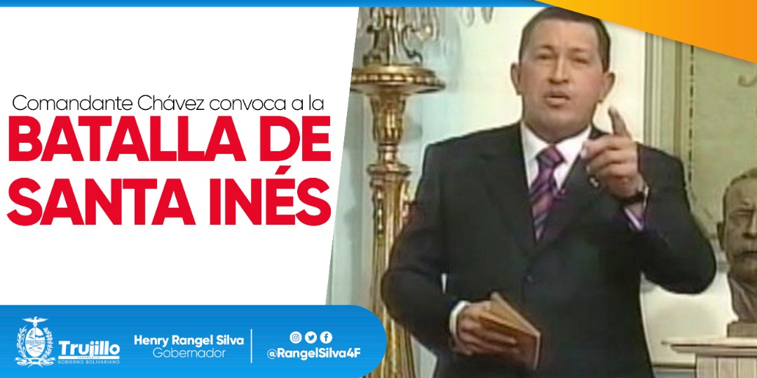 RangelSilva4F's tweet photo. Recordamos la convocatoria de la nueva Batalla de Santa Inés, hecha por el comandante Chávez para el revocatorio impulsado por factores de derecha: "Lo que nos espera es una nueva victoria".  ¡La voz del Gigante retumba con ímpetu por Venezuela!
 #InvenciblesHoy https://t.co/JZ25vysysE