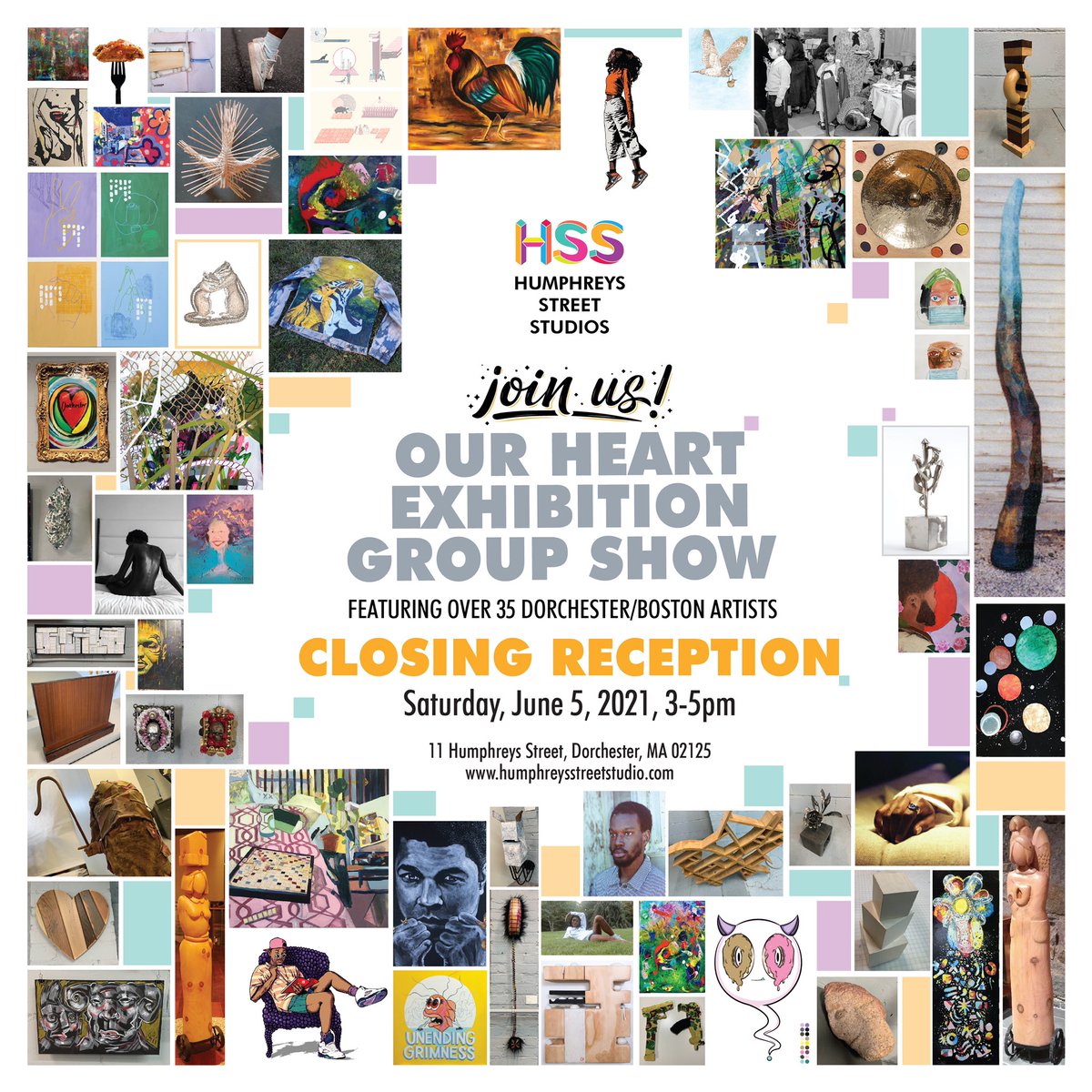 Franklinmarval's tweet photo. Join the Humphreys Street Studios artist community this Saturday, June 5, 3-5pm for a closing reception of the Our HeART exhibition featuring over 35 Dorchester/Boston artists.
Support the local artists.
Connect with artists and the community
#artworkshere #dorchesterma #bostonma https://t.co/1n0dD9tyyD