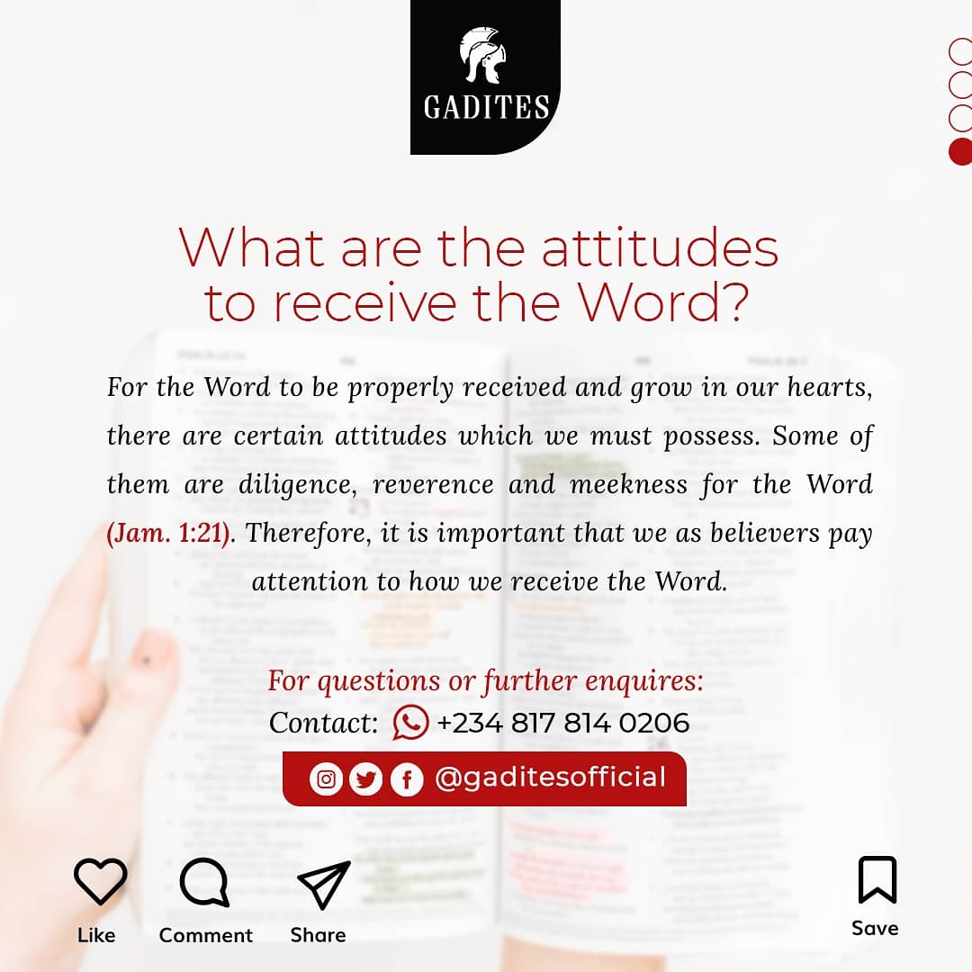 GaditesOfficial's tweet photo. BRAND NEW TOPIC ON #WisdomThursday!

In today's post, we bring to you a new topic! RECEIVING THE WORD! 

Look up the scriptures attached for better understanding!

Don't forget to like, retweet and share how you were blessed! 

Stay tuned and STAY PRAYING!

#GADITES
#ATroopCometh https://t.co/wEy9bLF7db