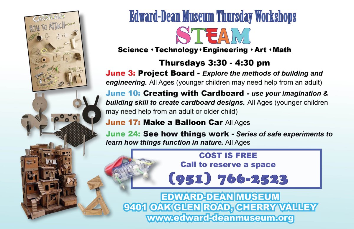 Join us today and Thursdays this month for our art workshops! These workshops are FREE, although the adult workshop must provide some of their own supplies. To reserve your spot or for any questions you have please call Kathie at 951-766-2523.
youtu.be/vv9a01VRdOk