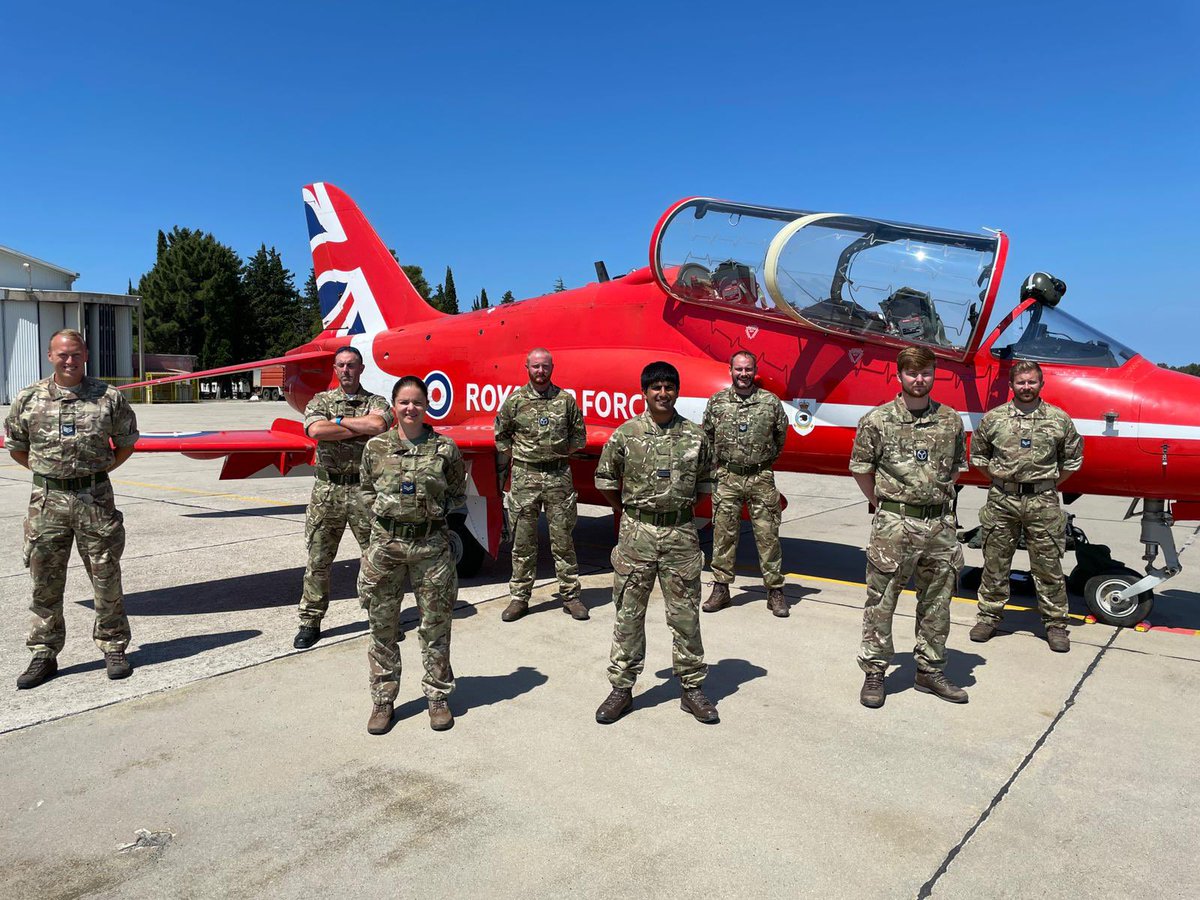 pilotmontyuk's tweet photo. As we approach our first public show tomorrow @midlandsairfest, our engineering team finish a rectification job on XX242 in Zadar, Croatia. Brought back to the UK by two pilots from 100 Sqn. Just in time. Thank you to all @RAF_Leeming @UKinCroatia https://t.co/bgK4V6jNf3