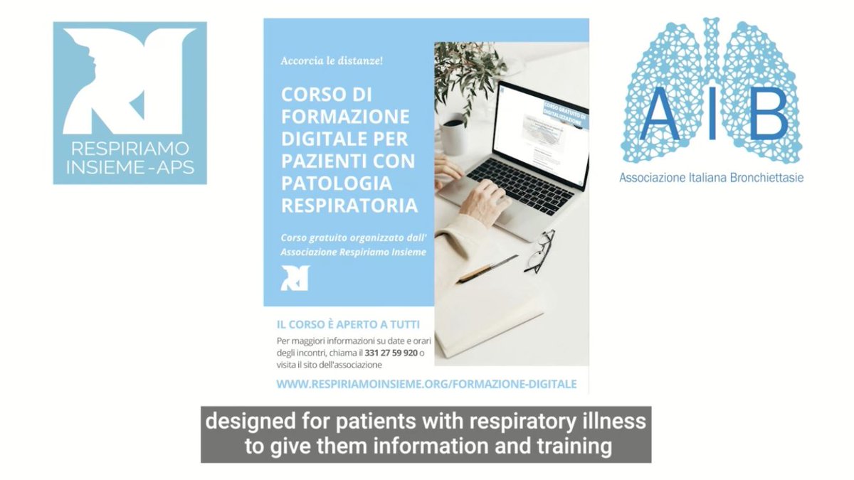 respiriamoinsie's tweet photo. Oggi al vertice presidenziale ERS 2021 è stato presentato il video sul corso di formazione digitale ai pazienti con patologia respiratoria realizzato dalla nostra associazione in collaborazione con AIB ( Associazione Italiana Bronchiettasie).
#ERSSummit @EuropeanLung https://t.co/816Jr5c6ux