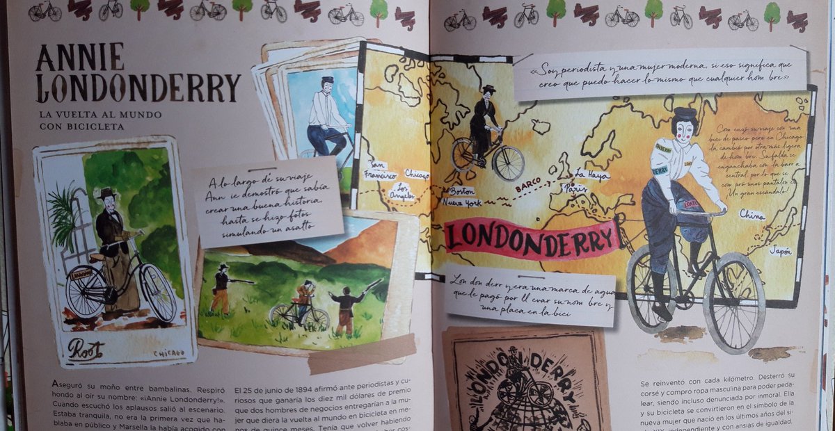 cineyeducacion's tweet photo. Annie Londonderry, primera mujer en dar la vuelta al mundo en #bicicleta "Soy periodista y una mujer moderna, si eso significa que puedo hacer lo mismo que cualquier hombre" #DiaMundialDeLaBicicleta #RecomiendoLeer libro #Intrepidas @PasteldeLuna_Ed Esta aventura merece una peli. https://t.co/pfSppEUC9f