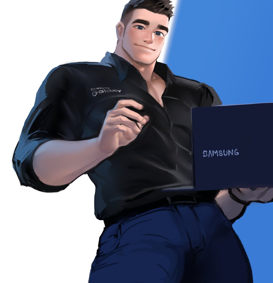 TheDinoHero's tweet photo. Carson clean shaven. He do be looking like samsungsam https://t.co/in3T62pcv9