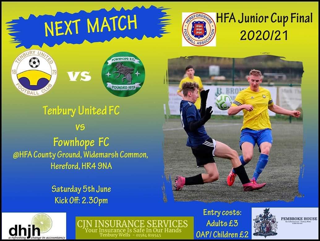 TenburyUnited's tweet photo. 🏆 HFA Junior Cup Final 🏆

Our 2020/2021 season comes to an end this Saturday as we play @FownhopeFC in the HFA Junior Cup final. Join us in Hereford as we hope to end our season on a high. 🇺🇦🤞🏆

#TUFC 🇺🇦 @HerefordshireFA @ludlowtenbury https://t.co/p3YUPd0WZ1