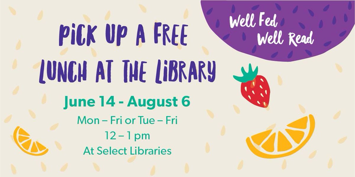 Pick up a free lunch at the library program graphic. 