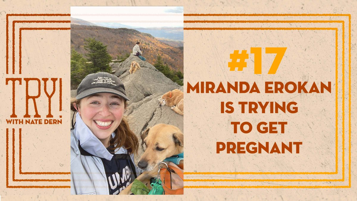 TryWithNateDern's tweet photo. Special episode of the podcast! I talk to Miranda Erokan, my wife, about the process of trying to get pregnant during a few years of unexplained infertility: 
https://t.co/S7nebAU7IF https://t.co/z9WEp8Jc3g