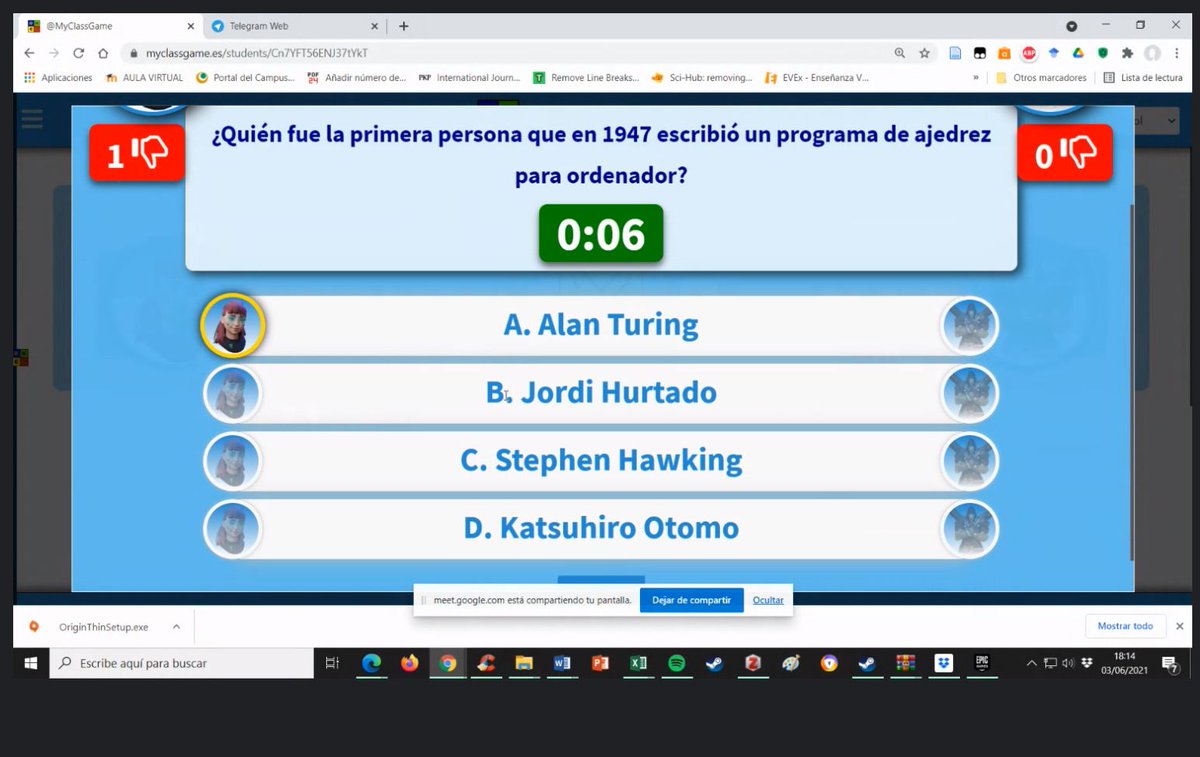 Direbollosa's tweet image. ¿Qué tal van esas batallas? Gracias a @MyClassGame podemos #Gamificar y hacer más divertido cualquier aprendizaje. #OASISCPRZAFRA @CPR_Zafra @Albertogofe @Jeacbo