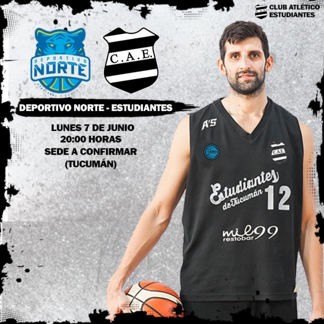 EstudiantesTuc's tweet photo. 🏀🦓¡Se juega en Tucumán!🦓🏀
.
📌#LigaArgentina
.
📆7 de junio
🆚@CADNORTE
⏰20:00 
.
📆9 de junio
🆚@IndeNuestroClub
⏰19:00
.
❌Sin público
.
🏟️Sede a confirmar
.
🦓#VamosCebras #TucumánEnLaLigaArgentina https://t.co/0TCnx9skom