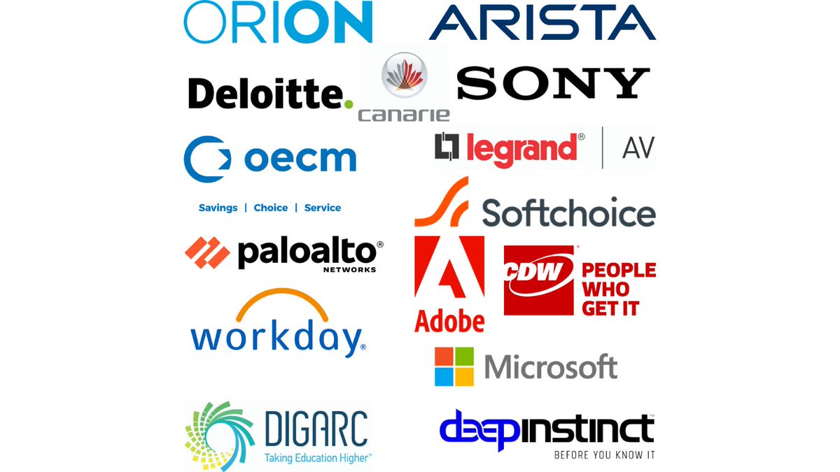 Final thank you to our Innovative Sponsors. We hope to see you all next year! <a href="/ORIONNetwork/">ORION</a> <a href="/AristaNetworks/">Arista Networks</a> <a href="/DeloitteCanada/">Deloitte Canada</a> <a href="/CANARIE_Inc/">CANARIE</a> <a href="/Sony/">Sony</a> <a href="/OECMCollaborate/">OECM</a> <a href="/LegrandAVCanada/">Legrand | AV Canada</a> <a href="/PaloAltoNtwks/">Palo Alto Networks</a> <a href="/Adobe/">Adobe</a> <a href="/CDWCorp/">CDW Corporation</a> <a href="/Workday/">Workday</a> @MicrosoftEduCA <a href="/digarc_inc/">DIGARC</a> <a href="/DeepInstinctSec/">Deep Instinct</a> 

#OCCCIO2021