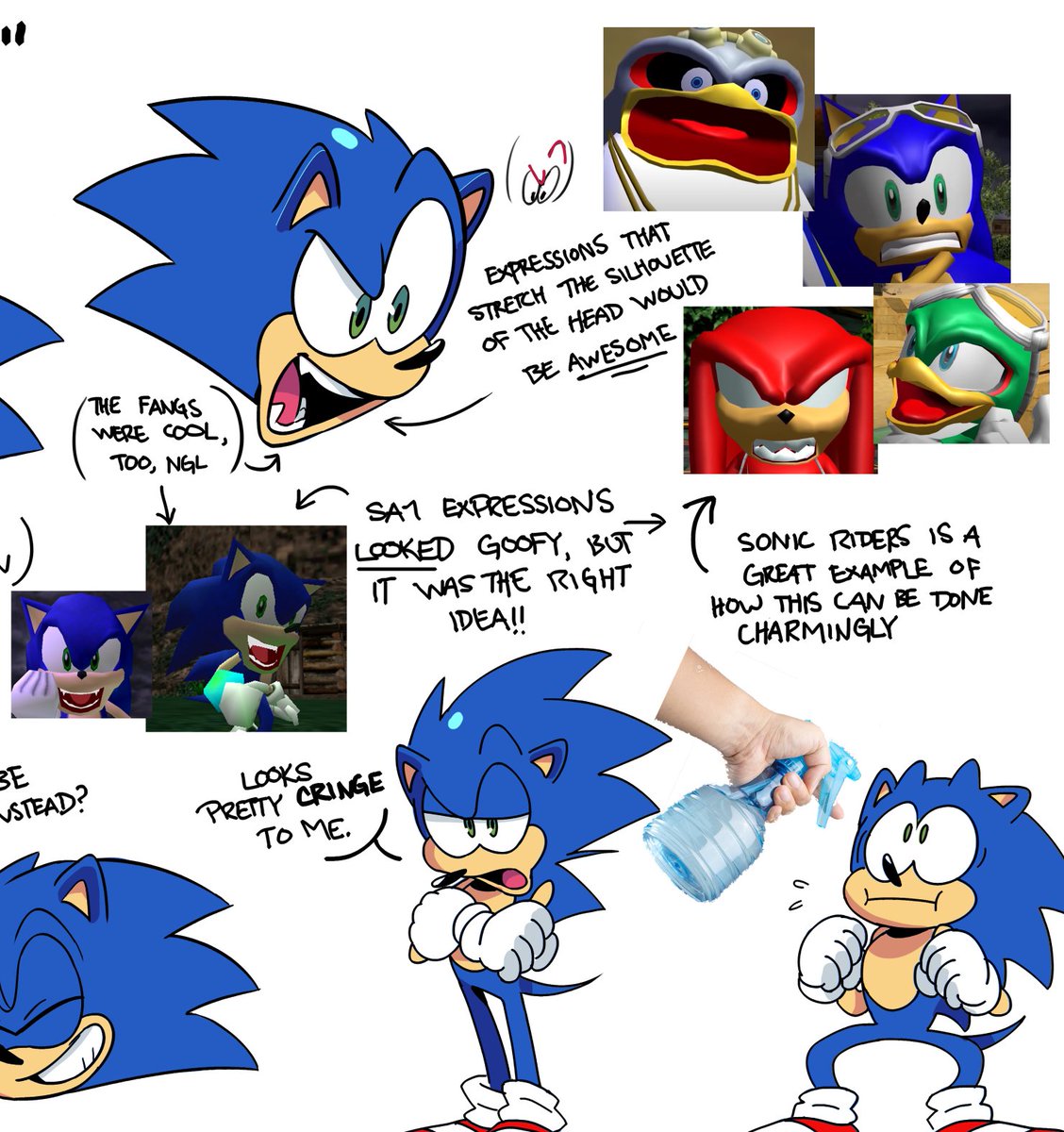 DatToonie's tweet photo. been stuck on sonic's weird mono eye situation for a while, so I tried to analyze it and how to make the hog + co. a little more expressive. i think too much... https://t.co/P9hmSy8D43