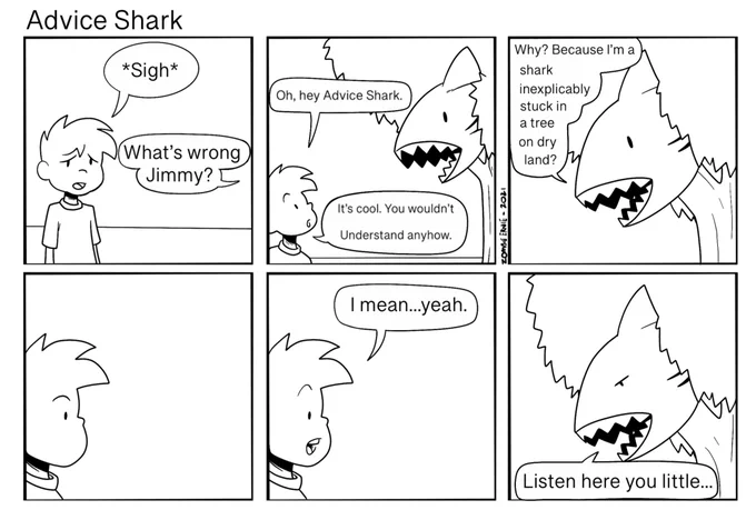 I was gonna save these advice shark comics for my zine I was trying to put together, but I don't even know if that'll happen now. So, I'll post em here. 