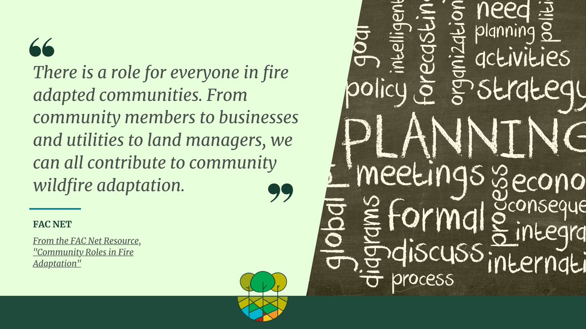 Widening the table of who's involved in fire adaptation. 
Read our Resource to help you set the table. 
fireadaptednetwork.org/resource/commu…

#fireadapted #wildfirepreparedness #wildfires