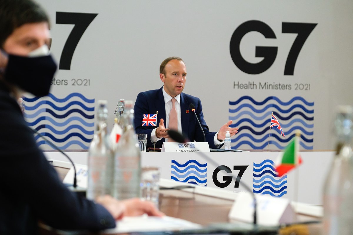 Health Secretary Matt Hancock meeting with G7 counterparts in Oxford today at the G7 Health Ministers' Meeting.