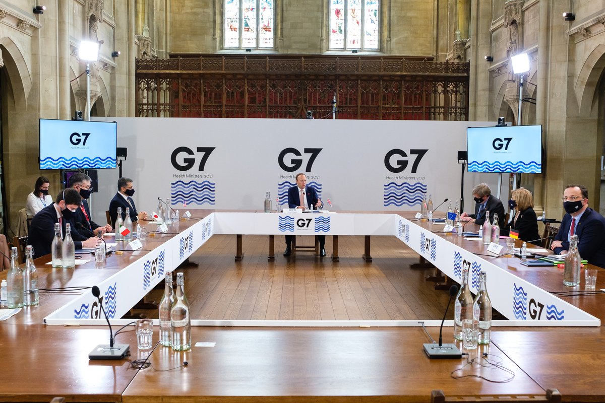 Health Secretary Matt Hancock meeting with G7 counterparts in Oxford today at the G7 Health Ministers' Meeting.