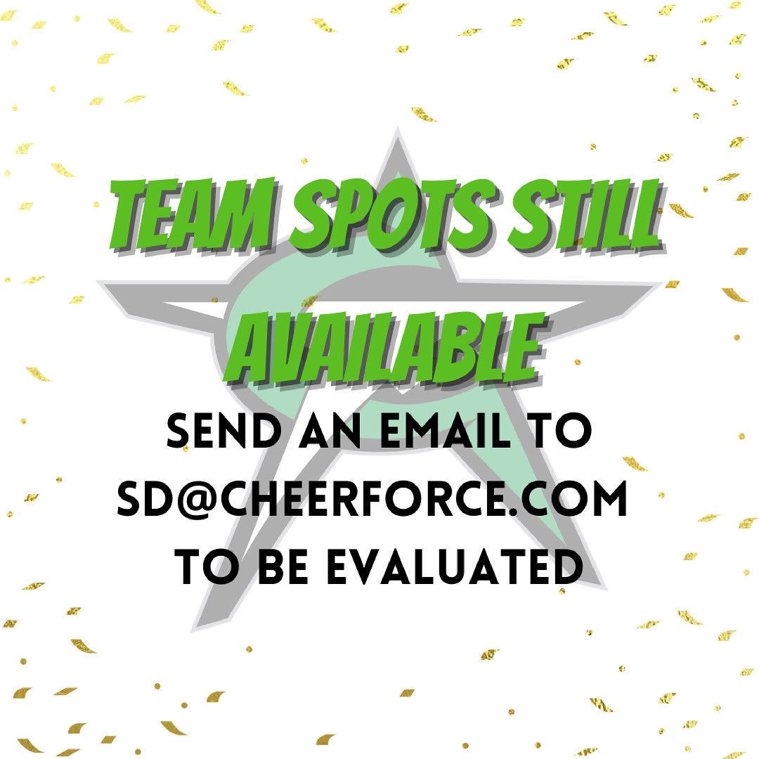 CheerForceSD's tweet photo. Our first night of practices was a huge success!!!! We still have team spots available, please send us an email to schedule your evaluation! #OneNationUnderGreen #CheerForceSD https://t.co/XmvZno96hY