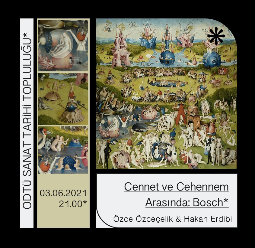 Bu akşam da ODTÜ Sanat Tarihi Topluluğu olarak sizlerle yeni bir sunumla beraberiz! Değerli üyelerimizden Özce Özceçelik ve Hakan Erdibil'in anlatımıyla Bosch'u inceleyeceğimiz sunumumuza sizi de bekleriz! Sunum linki için bize DM'den ulaşabilirsiniz.