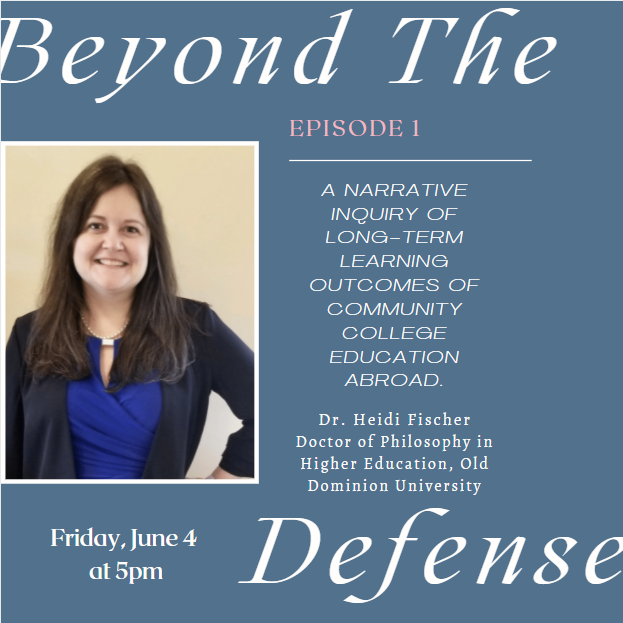 Beyond__Defense's tweet photo. Our premiere episode will feature our co-host with the most, Dr. Heidi Fischer.  She and Melissa discuss her dissertation research A NARRATIVE INQUIRY OF LONG-TERM OUTCOMES OF COMMUNITY COLLEGE EDUCATION ABROAD.  
This episode premieres this Friday (June 4) at 5pm.  @Dr_Fischer https://t.co/dBUM8XfKuJ
