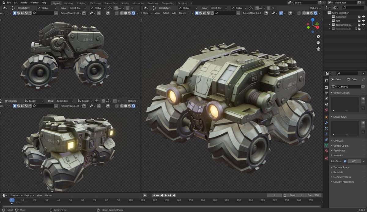 Nookanikun_twt's tweet image. TankWheel01 #Blender3d #gridmodeler #SubstancePainter #b3d #Eevee #render #scifi #military #vehicles #models #vehicle #tank