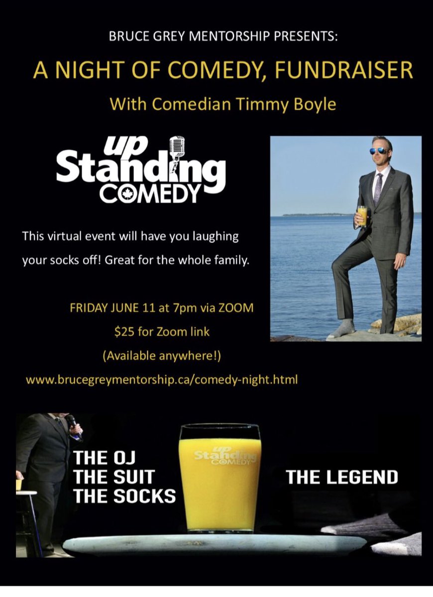 KarynRN4's tweet image. Sharing this opportunity of Virtual Stand Up Comedy Night Friday June 11, 7 pm in support of @BruceGreyMentor Bruce Grey Mentorship program with @timmybits 

brucegreymentorship.ca/comedy-night.h…