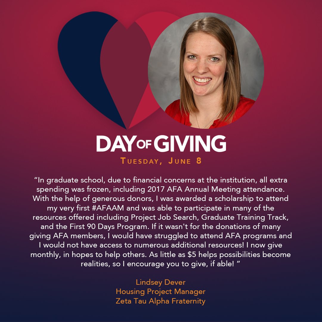 AFA1976's tweet photo. The AFA Foundation Day of Giving is only 2 days away! Thank you to @ldever11 for sharing why your donations on Tuesday, June 8 matter to fellow AFA members. #AFAGIVES https://t.co/vwvQkPH5Iy