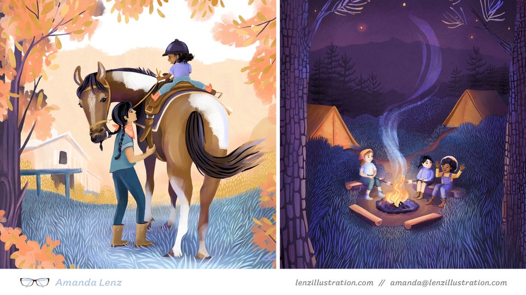 Happy #KidLitArtPostcard day! Summer camp inspired illustrations for this months postcard. 

Thank you, @ginamarieperry for organizing ✨