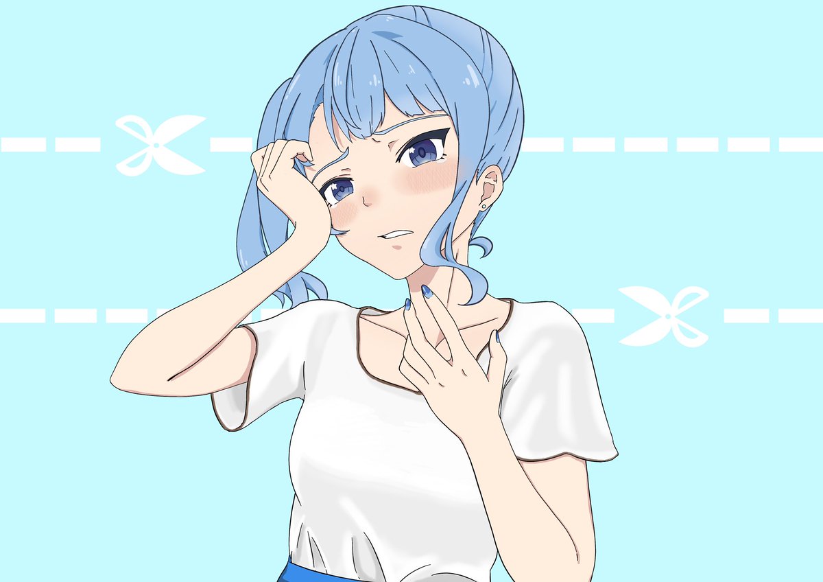 星街すいせい 「前髪失敗してもかわいいーー!!
#すいちゃんがんばれ 
#ほしまちぎゃらりー 」|アボカドまぐろのイラスト