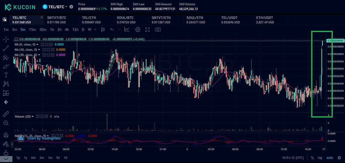 Paddy_Stash's tweet photo. Did something just come out for $TEL??  For the first time in like a week its MOVING!!! Fast!! #telcoin .. Is this liftoff?  🚀🚀🥳🥳🙏🎇🎇🤔 https://t.co/U5zn96fMNI