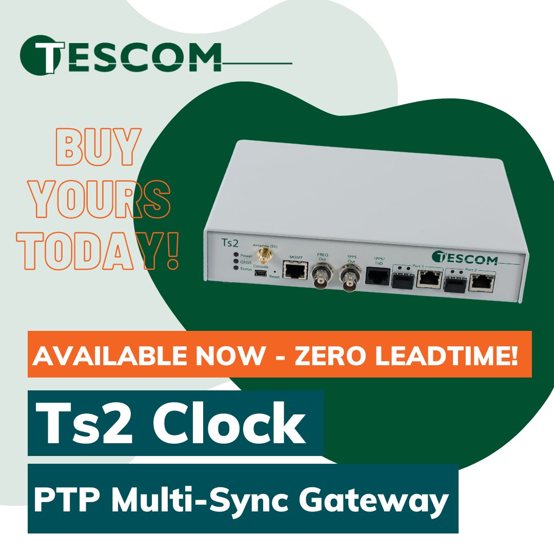 TesComUSA's tweet photo. Get your Ts2 Clock PTP Multi-Sync Gateway today! That's right, zero leadtime and overnight shipping to meet your immediate needs! 

Learn More: https://t.co/Cf7IBnGkWp

#5G #tescomusa #appliedinstruments #PTP #PTPgrandmasterclock https://t.co/WRHXvUHGT3