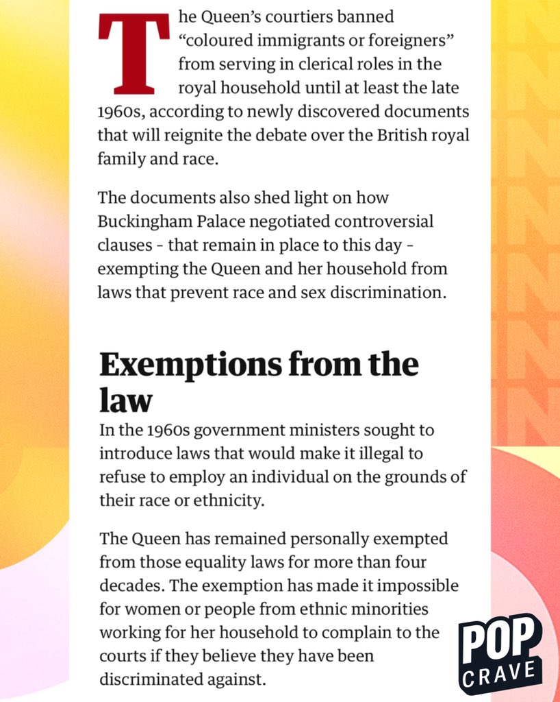 Pop Crave on Twitter "Buckingham Palace banned minorities from serving