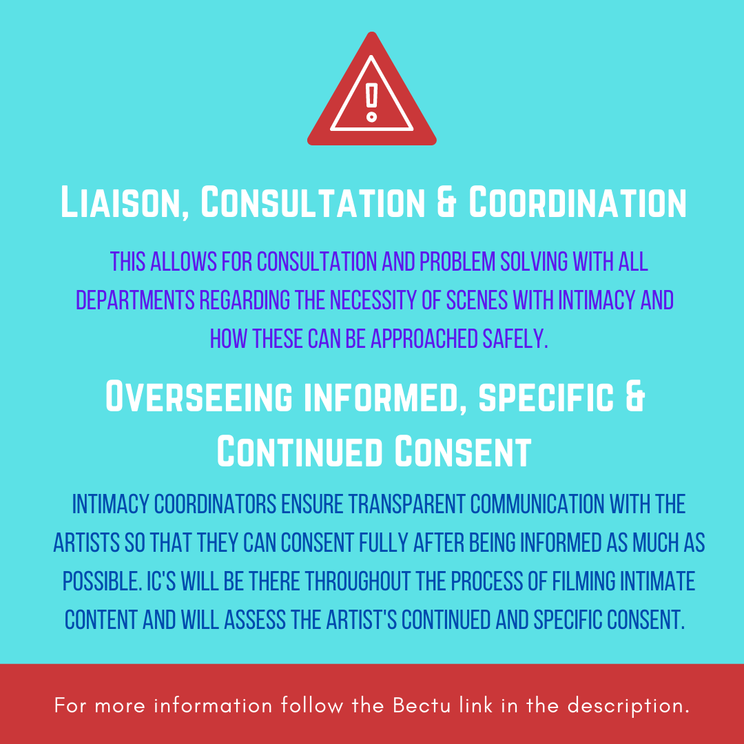 Our Chair <a href="/YaritDor/">Yarit Dor</a> has put together a brilliant article with <a href="/bectu/">Bectu</a> about how Intimacy Coordinators can help to ensure consent on set. To read the full article click this link: ow.ly/HYFu50F2eKZ #IntimacyCoordinators #FilmandTV #OnSet #ConsentOnSet #IntimacyCoordination