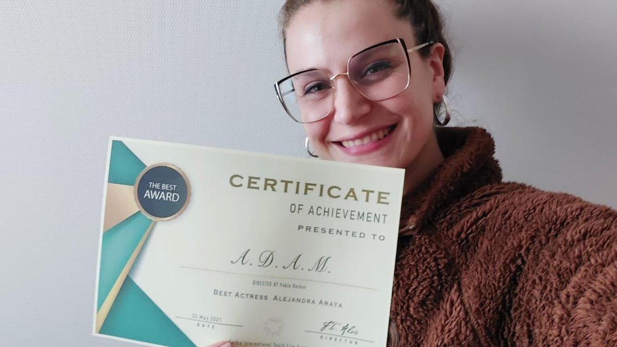 cintamanifilms's tweet photo. Alejandra Araya, protagonist of A.D.A.M by #PabloRoldanLopez, awarded in the Serbia International Youth Film Festival.
A.D.A.M. is now in #Amlatino Film Festival and will be part of the Screenings in the #shortfilmcorner #festivaldecannes
@cintamanifilms https://t.co/FesCLKhvdF