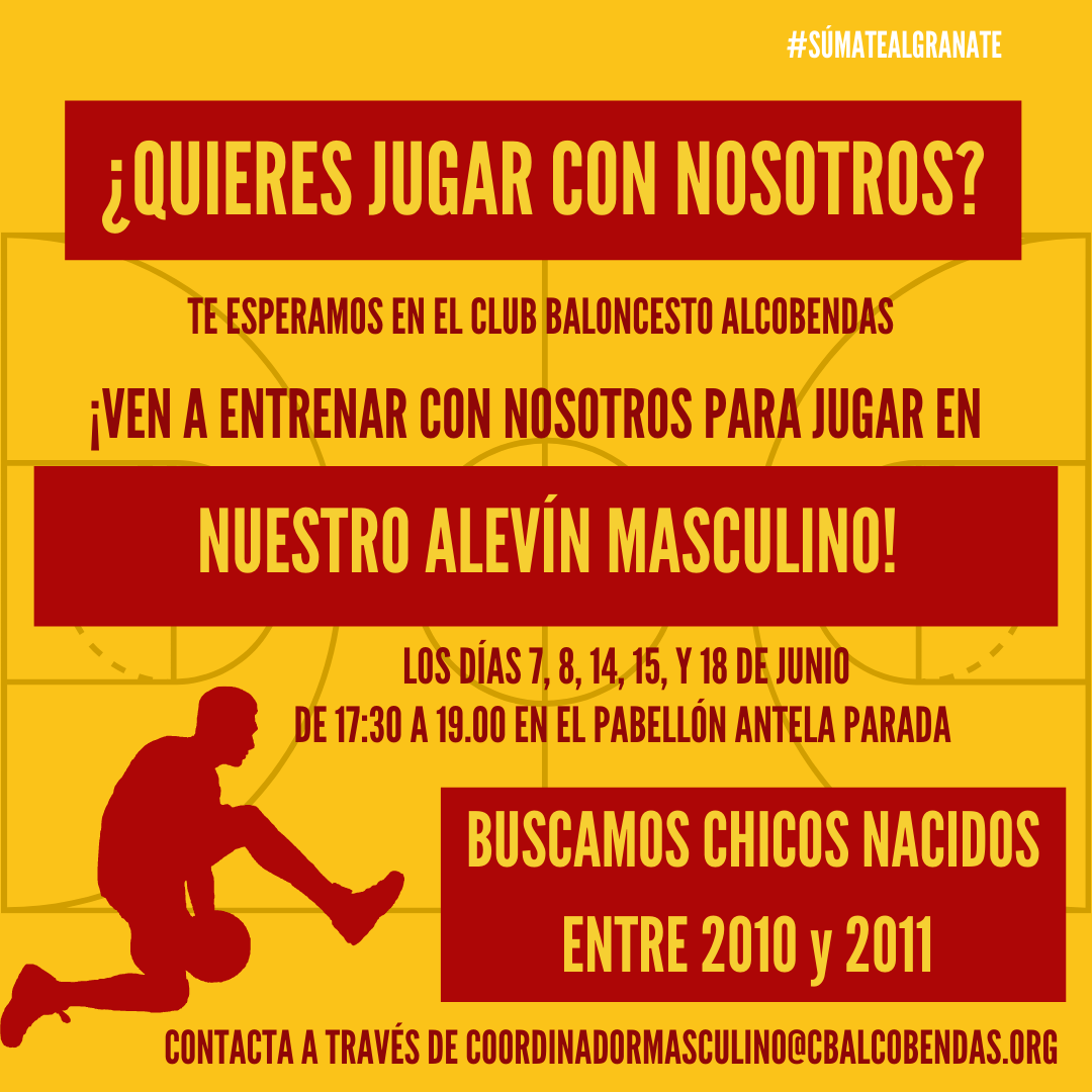 cbalcobendas's tweet photo. #CanteraCBA ⛹️‍♂️ | ¿Quieres que tus peques formen parte de nuestros equipos de canasta pequeña?

Si han nacido entre 2010 y 2015, ¡les esperamos!

Inscripciones:
Masc. https://t.co/MrfgZiEGaU
Fem. https://t.co/W77f1kj3Fa

Ponte en contacto y reserva tu plaza.

#SúmateAlGranate https://t.co/IeifcOU2AU