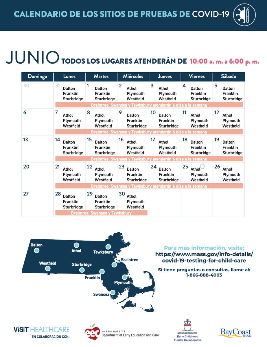 MassEarlyEdCare's tweet photo. As the Commonwealth reopens, we must all continue to do our part to keep our families and communities safe. That means getting vaccinated and tested for COVID-19.

EEC NO COST COVID-19 testing: https://t.co/wxersPLTpQ 

Vaccine registration: https://t.co/hOOqJzK8sZ https://t.co/0LqONx5p0r