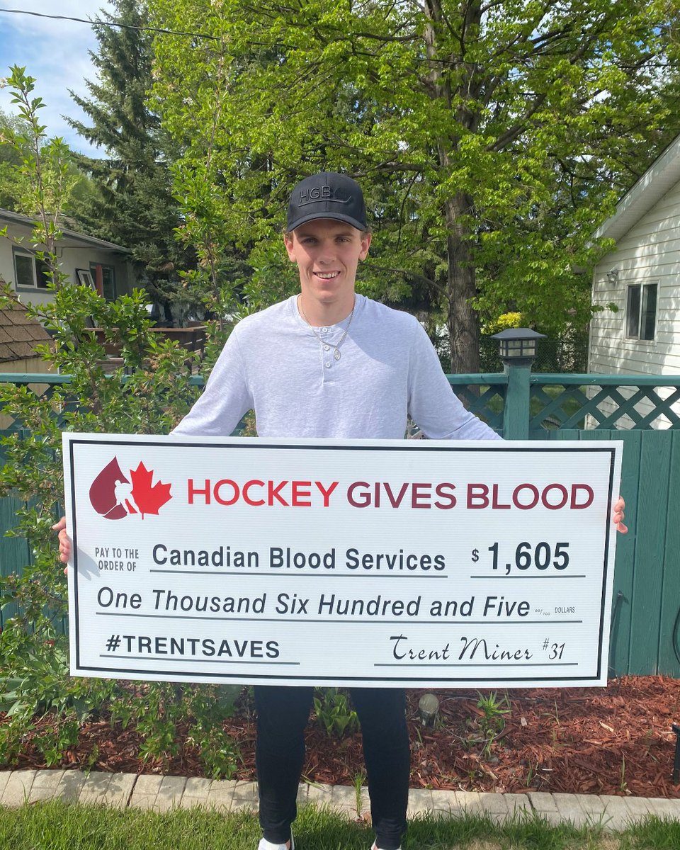 Special #ThankfulThursday shout out to @hkygivesblood player ambassadors: @SebastianCossa, @DylanGarand and @trent_miner, as well as the donors and communities who supported them. With their combined saves, they raised over $7,600 for Canadian Blood Services!