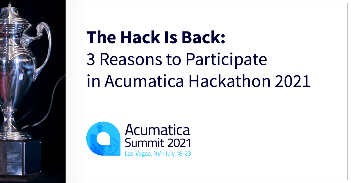 Acumatica's tweet photo. Our annual #AcumaticaHackathon, coming up on 7/17-18, pits teams of Acumatica devs & non-devs against each other as they compete to create the best, most innovative applications for Acumatica’s cloud xRP platform. Learn more & register: https://t.co/GtTqnPILAh #AcumaticaSummit https://t.co/8f5CFUnzLR