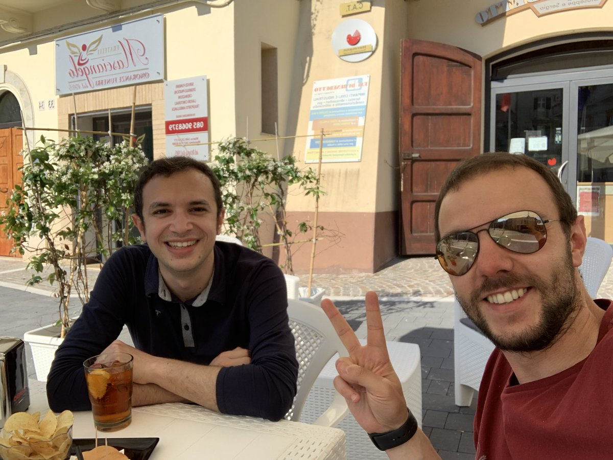 piero_dincecco's tweet photo. Soooooo, here we are with @NikScience visiting me right now in #Ortona. We are enjoying the sun with an aperitivo…celebrating the new missions and looking forward to #Venus #BackToVenus 🚀🛰🤘 https://t.co/6h7O2bZvF2