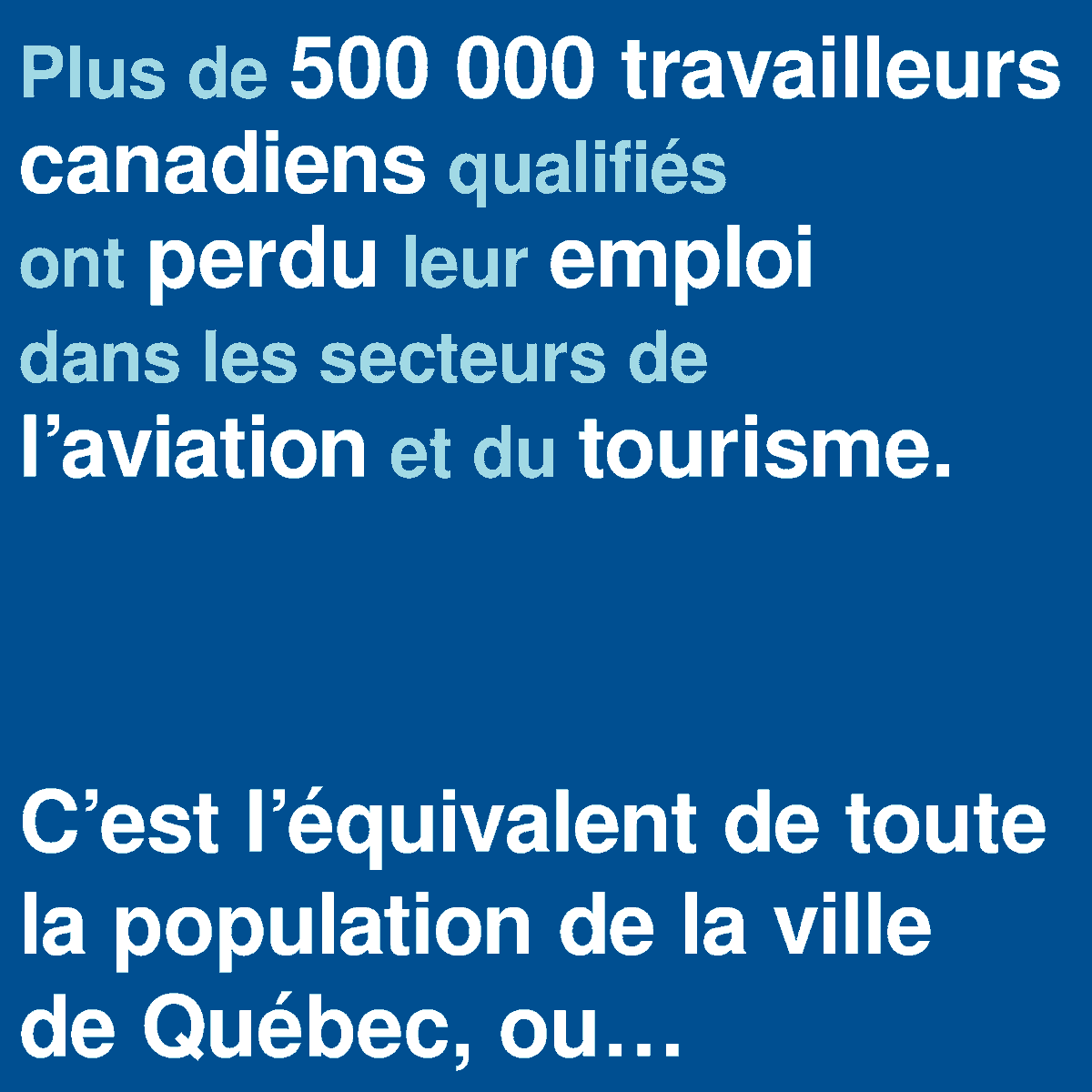 AviationCan's tweet photo. Combien de travailleurs de l'aviation et du tourisme ont perdu leur emploi? En langage d'aviation, 1000 Airbus A380 remplis au maximum, ou 500 000 de trop. #savecanadianaviation https://t.co/BwUaVj8dwK