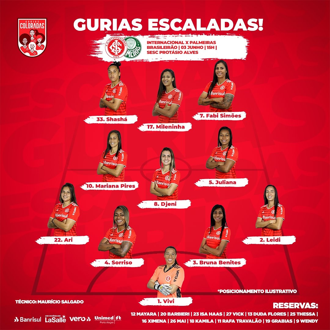gangorragrenal's tweet photo. #ESCALAÇÃO 
As Gurias Coloradas estão escaladas para o confronto de logo mais contra o Palmeiras pelo Brasileirão Feminino.

#ÉOINTER
#VAMOINTER
#FEITOSDEPAIXÃO 
#SECHAMAINTERESSALOUCURA
#CLUBEDOPOVO 
#ESTAREMOSCONTIGO
#INTERQUERIDO
#CAMPEÃODETUDO
#ÉASGURIA
#BRASILEIRÃOFEMININO https://t.co/WB38jasKXm