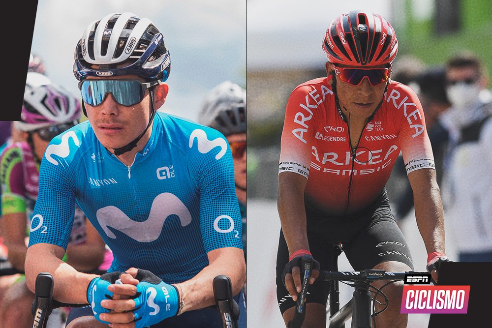 ESPNCiclismo's tweet photo. #ESPNCiclismo 🇨🇴🔝 Tras la quinta etapa del #CritériumDuDauphiné, Miguel Ángel #López continúa ubicado en la general como el mejor latinoamericano (en el puesto 14° a 43'' de #Postlberger), mientras que Nairo #Quintana se movió al puesto 24°, a 1'15'' del líder. https://t.co/aRKNxsbuFq