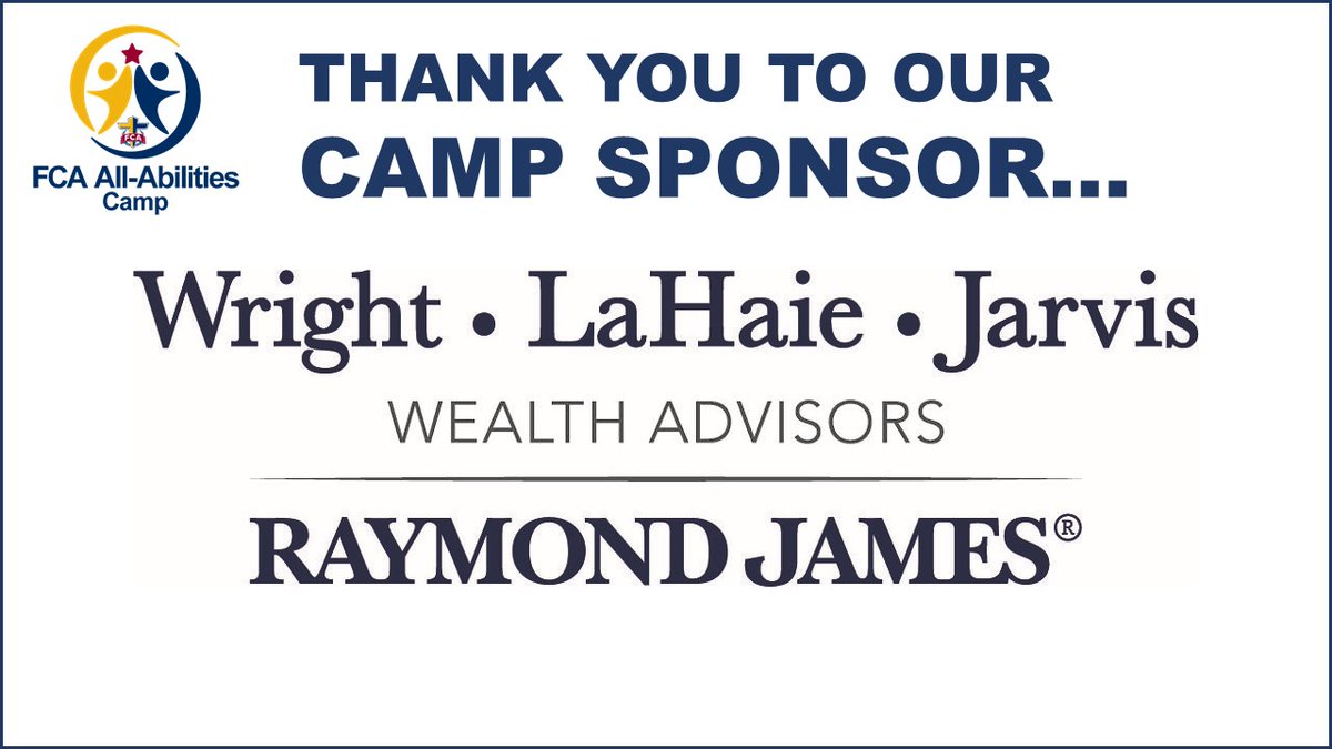 FCA_Akron's tweet photo. BIG thank you to our 2021 All-Abilities Camp Sponsor, Wright LaHaie Jarvis Wealth Advisors! Thank you for investing in the lives and eternities of athletes with disabilities.

https://t.co/EwKZmSjOUL https://t.co/6KWQyAU3BX