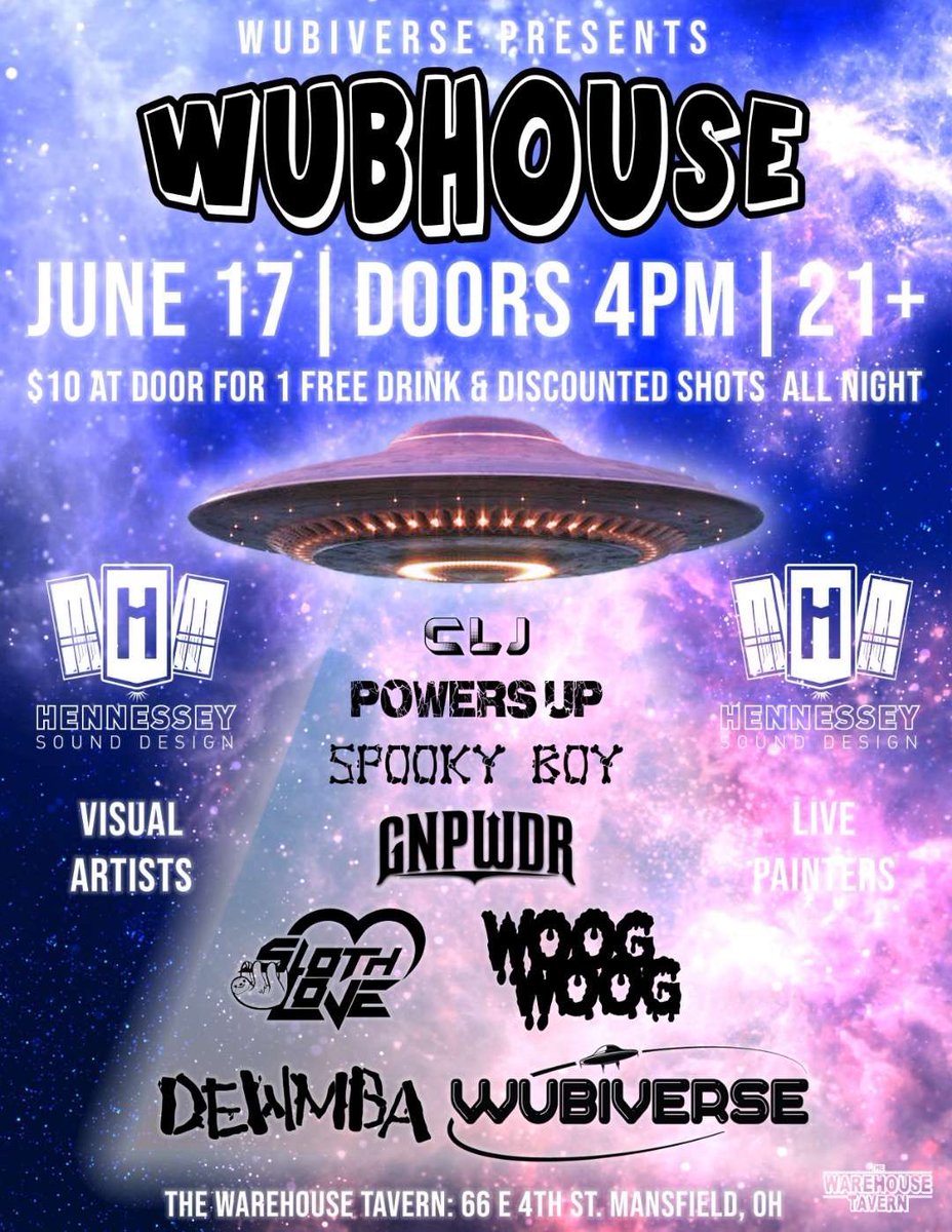 Northgate_Labs's tweet photo. Experiment-002:
@wubiverse Presents: Wubhouse
The Warehouse Tavern, Mansfield, Ohio
June 17th, 2021 https://t.co/WlLModv5hs
