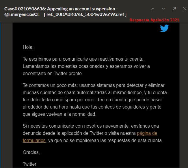 Con mucha alegría, les contamos que tras una larga insistencia que se extendió por prácticamente 1 año y medio, Twitter nos ha devuelto nuestra cuenta que había sido injustamente suspendida de forma permanente.

¡Agradecemos el apoyo de nuestros colaboradores y seguidores! #ECL